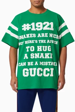 Buy Gucci Green To Hug a Snake Print T shirt in Cotton Jersey For Men Online Ounass UAE