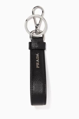 ★Prada Saffiano Triangle Logo Keyring Black★ Prada Saffiano keychain Black - Men | VIETTI Online Store