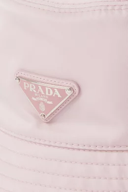Buy Prada Pink Triangle Logo Bucket Hat in Re-Nylon For  display picture 1