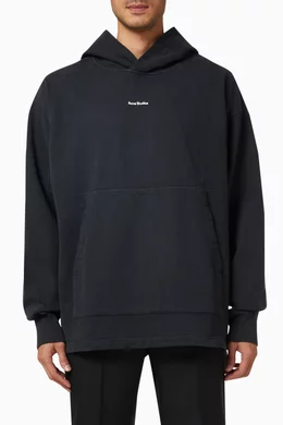 Buy Acne Studios Black Franklin Stamp Hooded Sweatshirt in Cotton Fleece For Men Online Ounass UAE