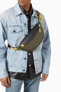 Buy Coach Green League Belt Bag in Colour-block Leather For Men