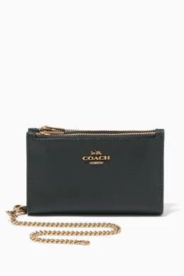 Buy Coach Green Zip Chain Card Case in Crossgrain Leather For Women Online Ounass UAE