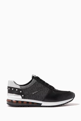 Buy Michael Kors Black Allie Sneakers in Leather Logo Canvas For Women Online Ounass UAE