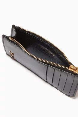 Buy SAINT LAURENT Black Tiny Monogram Fragments Zip Card Case in