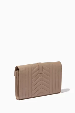 Buy SAINT LAURENT Neutral Monogram Chain Wallet in Mix Matelasse Grain de Poudre Embosse For Women Online Ounass UAE