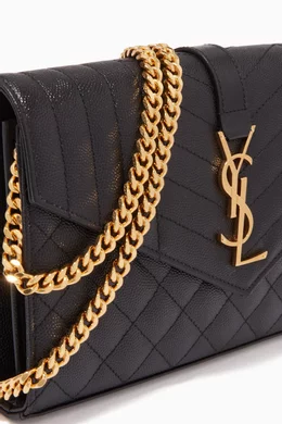 Ysl small monogram matelasse leather chain wallet top