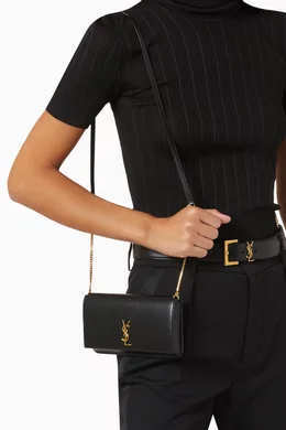 Buy SAINT LAURENT Black Cassandre Phone Holder with Strap in Smooth Leather For Women Online Ounass UAE