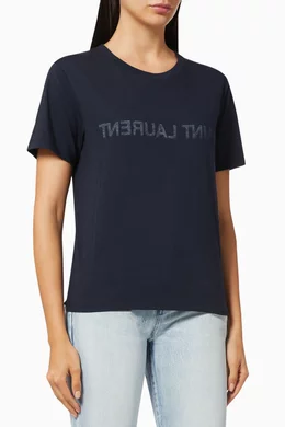 Buy SAINT LAURENT Blue SAINT LAURENT Reverse T shirt in Jersey For Women Online Ounass UAE
