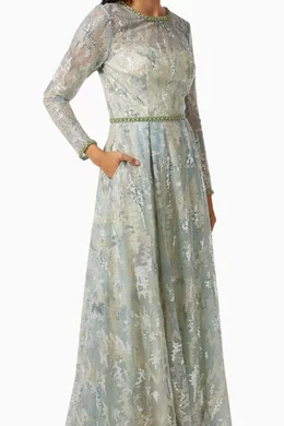Embellished lace gown discount
