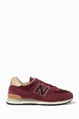 Buy New Balance Burgundy 574 Sneakers in TENCEL Suede Mesh For Men Online Ounass UAE