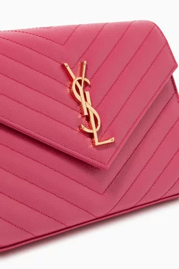 Ysl wallet on chain pink on sale