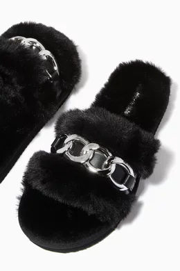 Michael kors fuzzy slides discount