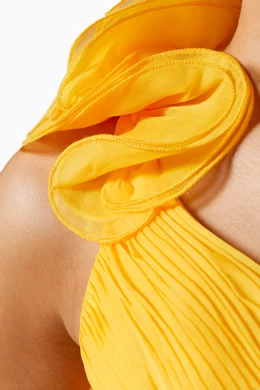 Yellow tiered ruffle dress cheap