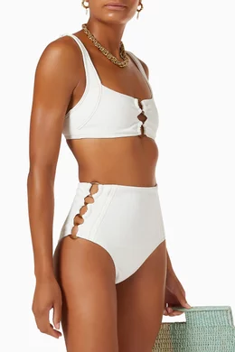 Buy Suboo White Kaia Ring Front Square Bikini Top For Women Online Ounass UAE