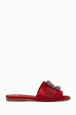 Buy Manolo Blahnik Red Martamod Slides in Satin For Women Online Ounass UAE