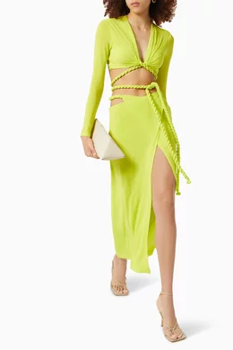 Yellow wrap midi skirt online