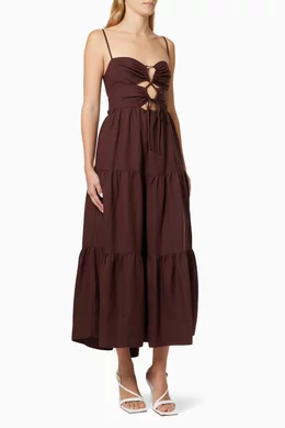 Buy Shona Joy Brown Rubi Lace-up Midi Dress in Linen-blend For Women Online  | Ounass UAE