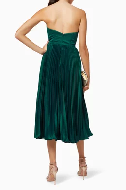 Buy Elle Zeitoune Green Milan Midi Dress in Satin For Women Online Ounass UAE