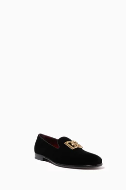 Buy Dolce Gabbana Black DG Logo Loafers in Velvet For Men Online Ounass UAE
