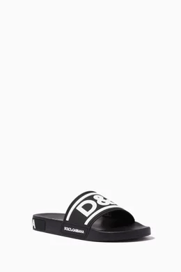 Buy Dolce Gabbana Black D G Slides in Rubber For Men Online Ounass UAE