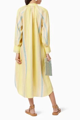 Buy Oroton Yellow Stripe Shirt Dress in Linen For Women Online Ounass UAE