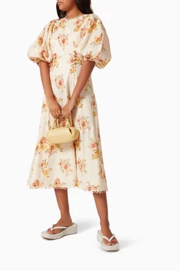 Buy Zimmermann Pink Rosa Laced Midi Dress in Linen For Women Online |  Ounass UAE