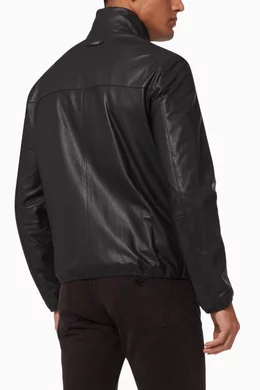 Buy Emporio Armani Black Biker Jacket in Lambskin For Men Online Ounass UAE