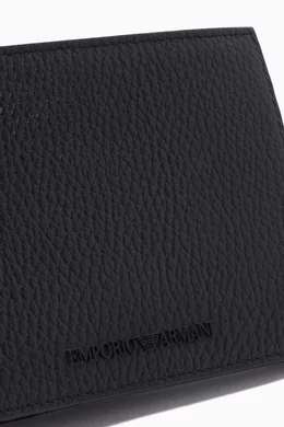 Buy Emporio Armani Black EA Embossed Bi fold Wallet in Tumbled Leather For Men Online Ounass UAE