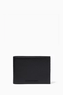 Buy Emporio Armani Black EA Embossed Bi fold Wallet in Tumbled Leather For Men Online Ounass UAE