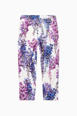 Buy Dolce & Gabbana Purple Wisteria Print Trousers in Poplin For 