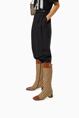 Buy Gucci Neutral Knee Boots in GG Supreme Canvas For Women Online Ounass UAE