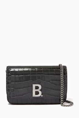 Buy Balenciaga Grey B. Wallet on Chain in Shiny Crocodile Embossed Calfskin For Women Online Ounass UAE