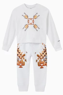 Buy Burberry White Kaleido Teddy Bear Joggers in Cotton For Girls Online Ounass UAE