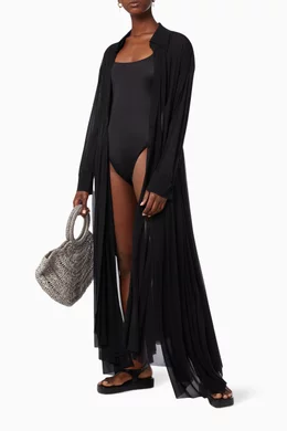 norma kamali pleated gauze shirt dress Buy Norma Kamali Black NK Shirt Flared Dress in Semi-sheer Gauze For Women  Online