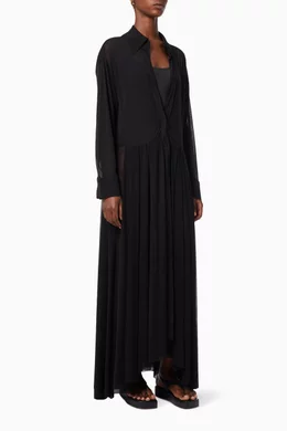 norma kamali pleated gauze shirt dress Buy Norma Kamali Black NK Shirt Flared Dress in Semi-sheer Gauze For Women  Online