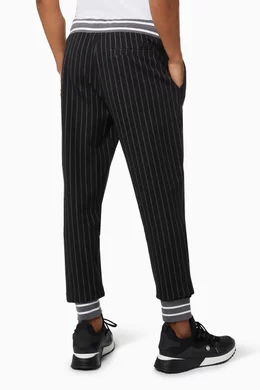 Black pinstripe joggers deals