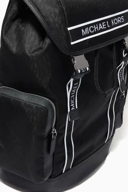 Buy Michael Kors Black Kent Sport Backpack in Nylon Logo Jacquard For Men Online Ounass UAE