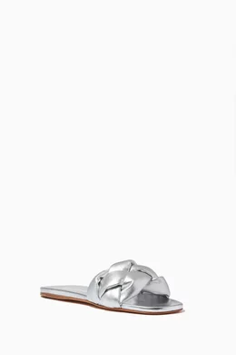 Buy Miu Miu Silver Ciabatte Slides in Metallic Leather For Women Online Ounass UAE