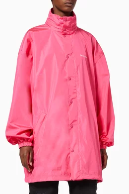 Buy Balenciaga Pink Oversized Rain Jacket in Nylon For Women