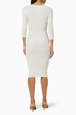Buy Elisabetta Franchi White Pencil Dress in Rib Knit For Women Online Ounass UAE