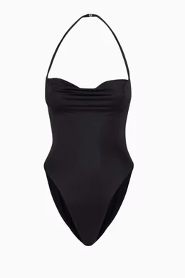 Buy SAINT LAURENT Black Swimsuit in Shiny Jersey For Women Online Ounass UAE