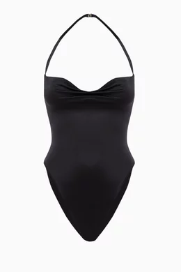 Buy SAINT LAURENT Black Swimsuit in Shiny Jersey For Women
