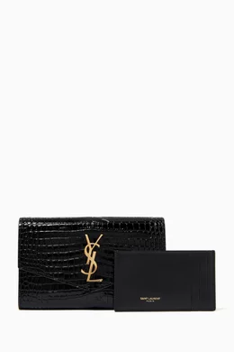 Ysl wallet on chain black hardware on sale