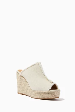 Buy Castaner Neutral Fatima Mule Wedges in Canvas For Women Online Ounass UAE