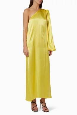 Long yellow silk dress store
