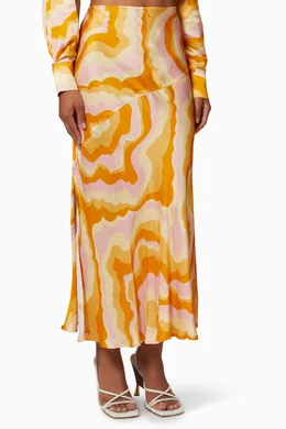 Buy Suboo Yellow Cloud Bias Flared Slip Skirt in Viscose For Women Online Ounass UAE