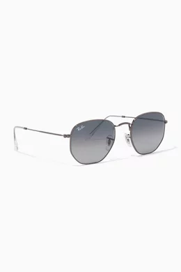 Buy Ray Ban Silver Hexagonal Flat Sunglasses in Metal For UNISEX Online Ounass UAE