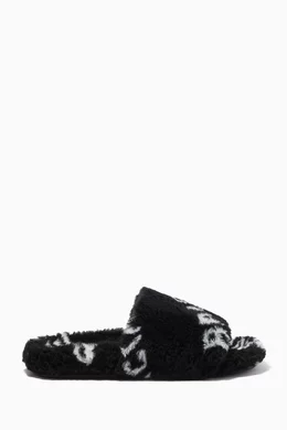 Furry slide sandals sales