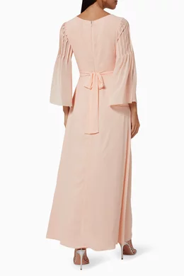 Buy Suzy Matar Pink Embellished Peplum Dress For Women Online Ounass UAE