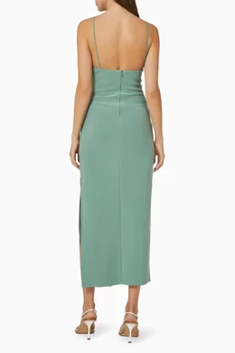 slim fit dress slacks BEC + BRIDGE DELPHINE ASYM MIDI DRESS - FERN main image 0